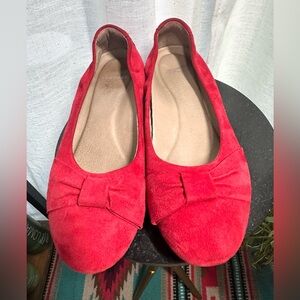Dansko Red Suede Flats with Bow